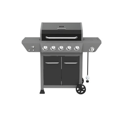 Electactic 42000 BTU 304 Stainless Steel 4+1 Burner BBQ Grill, Pulse Ignition, Dual-Lock Wheels
