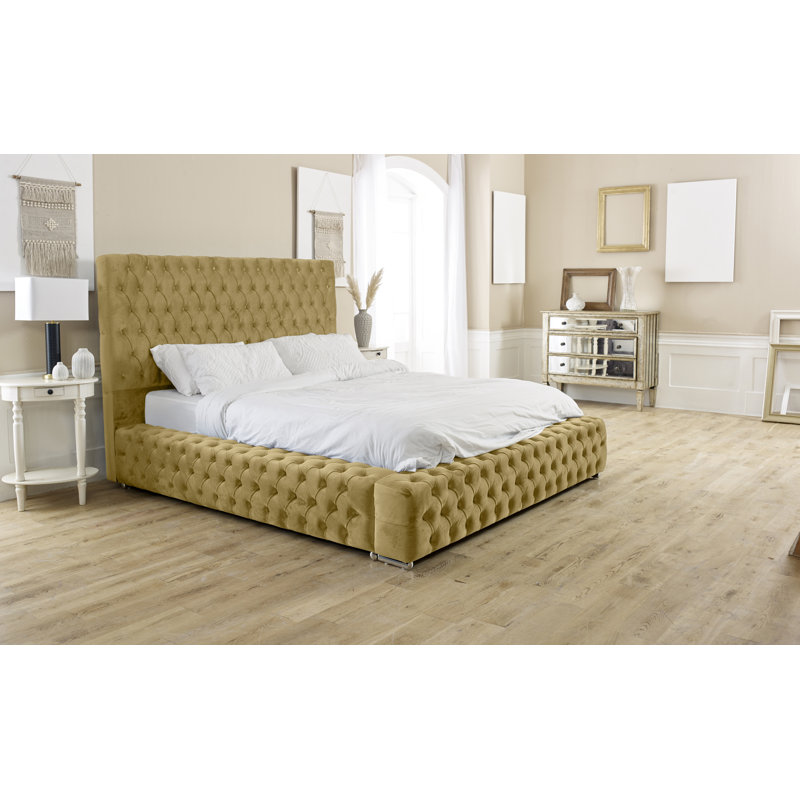 Katya Upholstered Bed, Beige, Single (3')