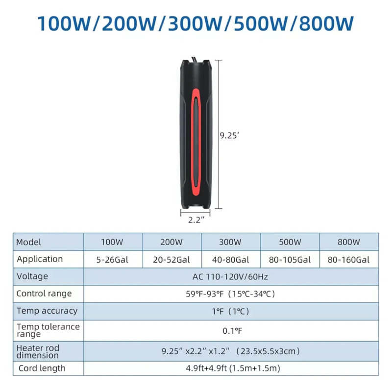 Contrôleur de thermostat d'aquarium submersible 100w 5W