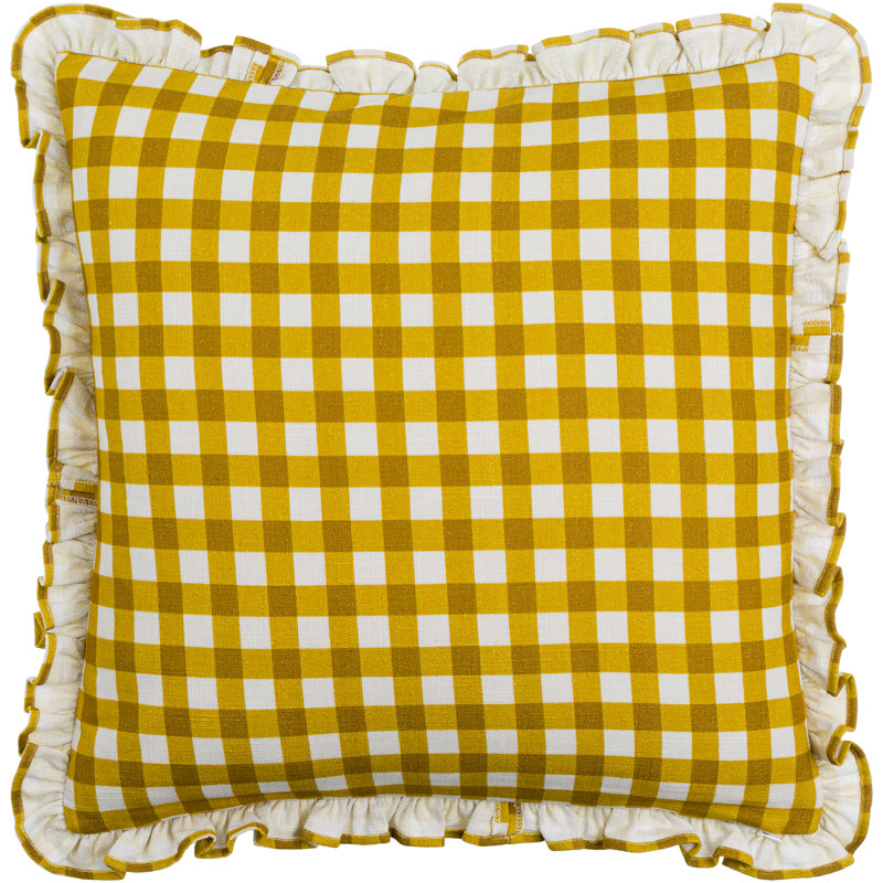 Coussin décoratif en coton Zeppelin, 18 po x 18 po, Housse de coussin seulement - sans insert, Tissu écossais jaune