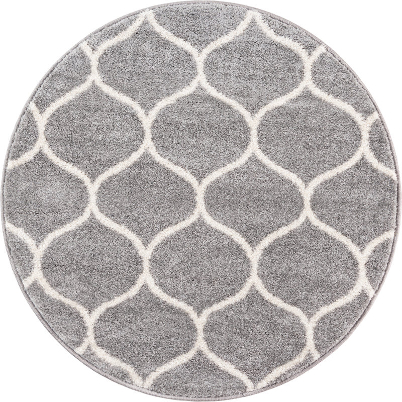 Tapis gris clair Lllan, Rond 7 pi 10 po