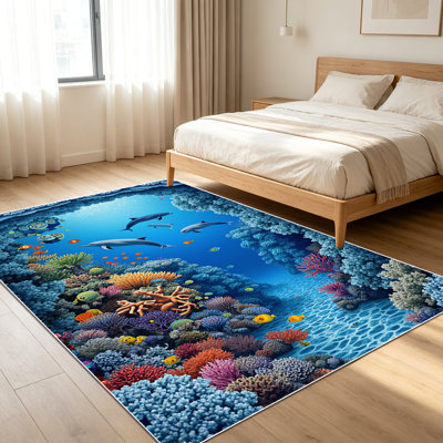1 tapis sous-marin pour le salon, doux et confortable, convient à toutes les saisons, facile à entretenir, tapis de sol intérieur lavable à la machine, sous la table de ferme convenant à la chambre à coucher, à la salle à manger, au bureau, au balcon, au couloir, Maison