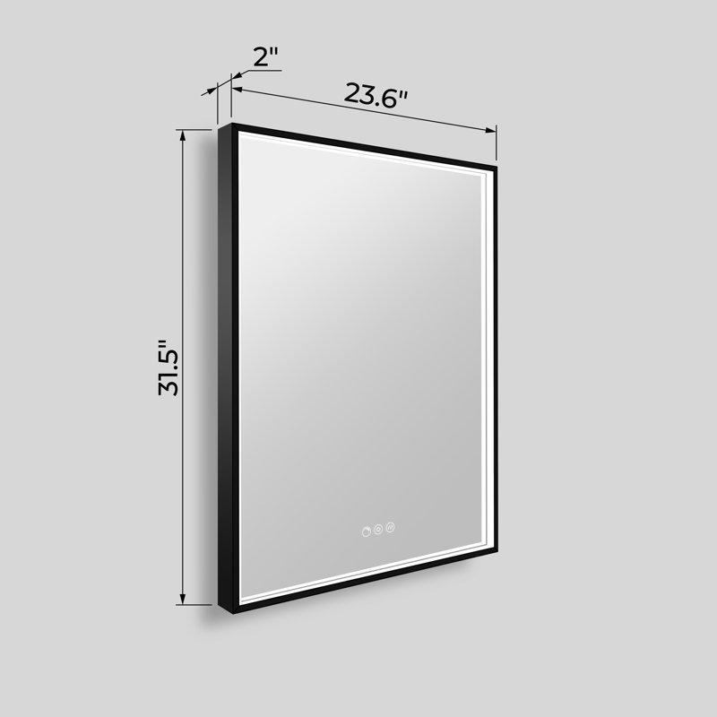 Miroir de salle de bain à cadre rectangulaire Streamline avec désembueur, intensité variable, changement de température de couleur