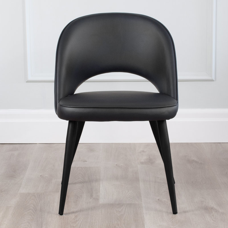 Chaise d'appoint rembourrée en similicuir Kanthan, Noir, Noir