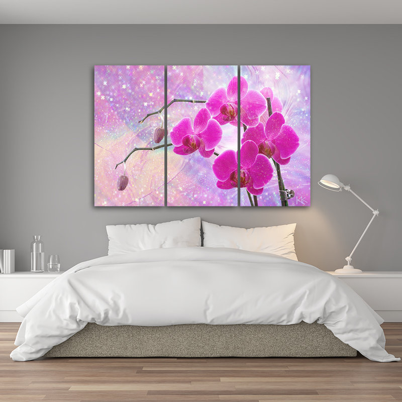 Essential Orchid Abstraction - 3 Piece Wrapped Canvas Print Set, 80cm H x 120cm W
