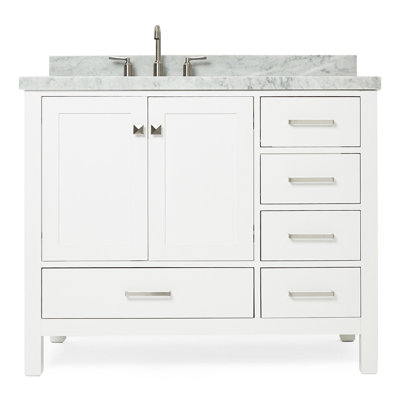 Cambridge 43'' Single Bathroom Vanity with Carrara Marble Top