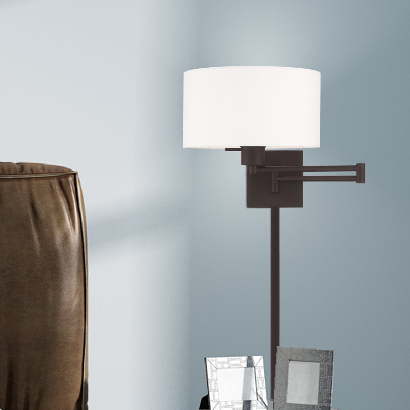 Kevyn Swing Arm Sconce, Off White, Bronze