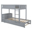 Lit superposé gris avec lit gigogne simple, compartiments de rangement et bureau Twintwin pour abris de bureau - Améliorez l'organisation de votre chambre à coucher