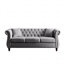 Canapé Chesterfield 80 po en velours gris pour salon, canapé 3 places capitonné avec accoudoirs roulés et tête de clou
