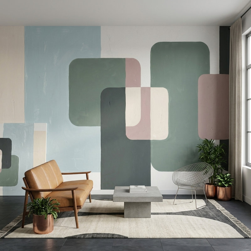 Décoration murale amovible moderne Mid Century, Texturé non collé, 200 po x 120 po