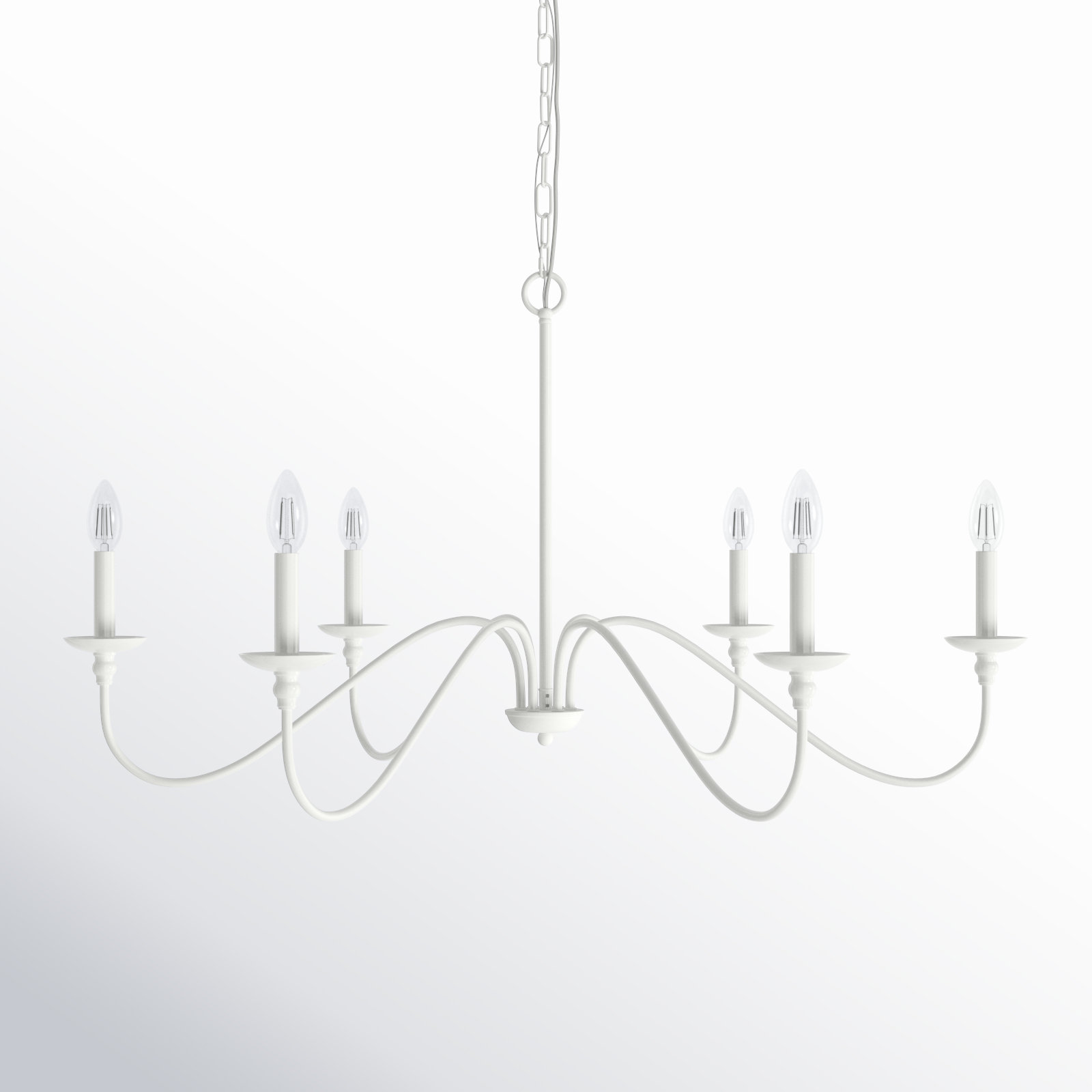 Ableton Iron 6-Light Chandelier, 25" H x 48" W x 48" D, White