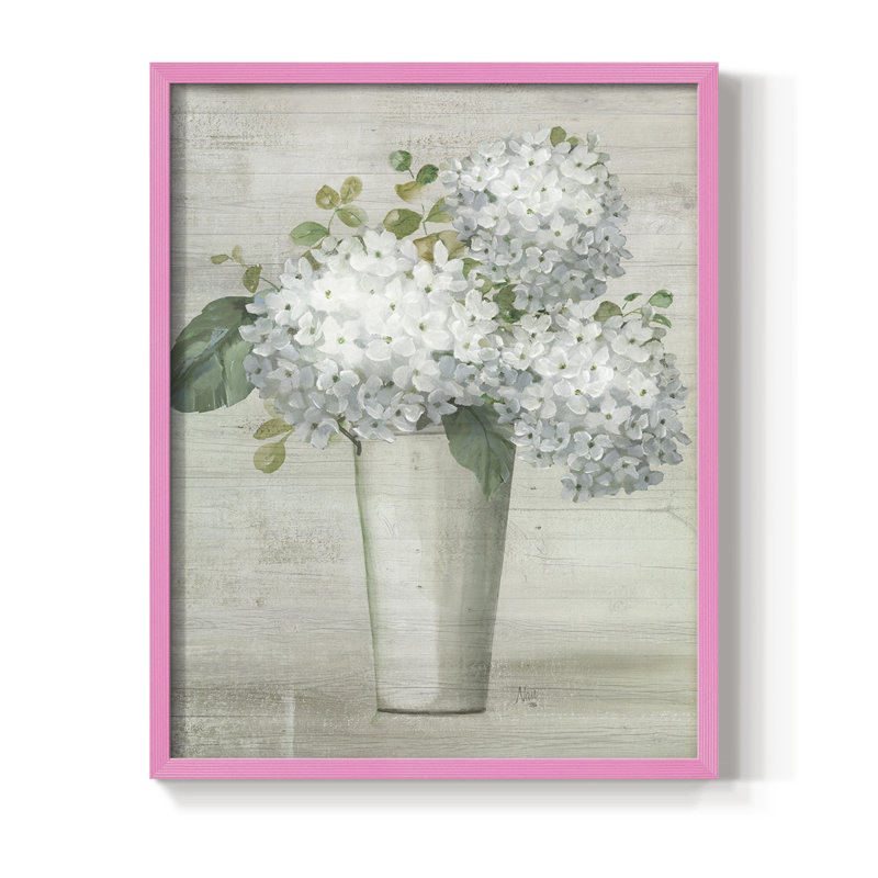 Simply Hydrangeas I Framed Print - Solid Wood, Rose, H 11 po x l 9 po