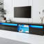 Meuble télé avec 2 tablettes en verre, armoire noire pour téléviseur de 105 po ou moins, lumières à DEL réglables pour un salon à la mode unique