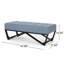 Banc de style moderne en bleu avec siège à boutons, structure en tissu poli de H 16,5 po x l 46,87 po x P 17,5 po