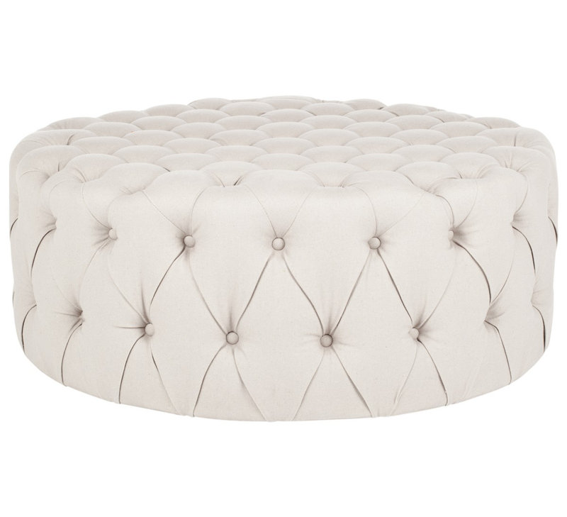Repose-pieds cocktail capitonné, 100% polyester blanc