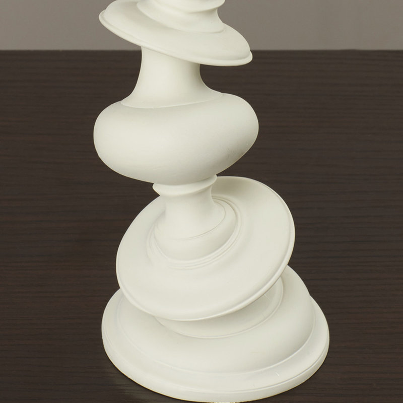 Bougeoir en résine / marbre Edwin, blanc