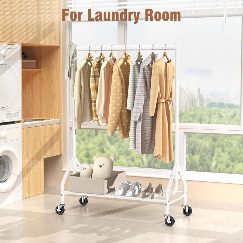 110cm Rolling Clothing Rack, White