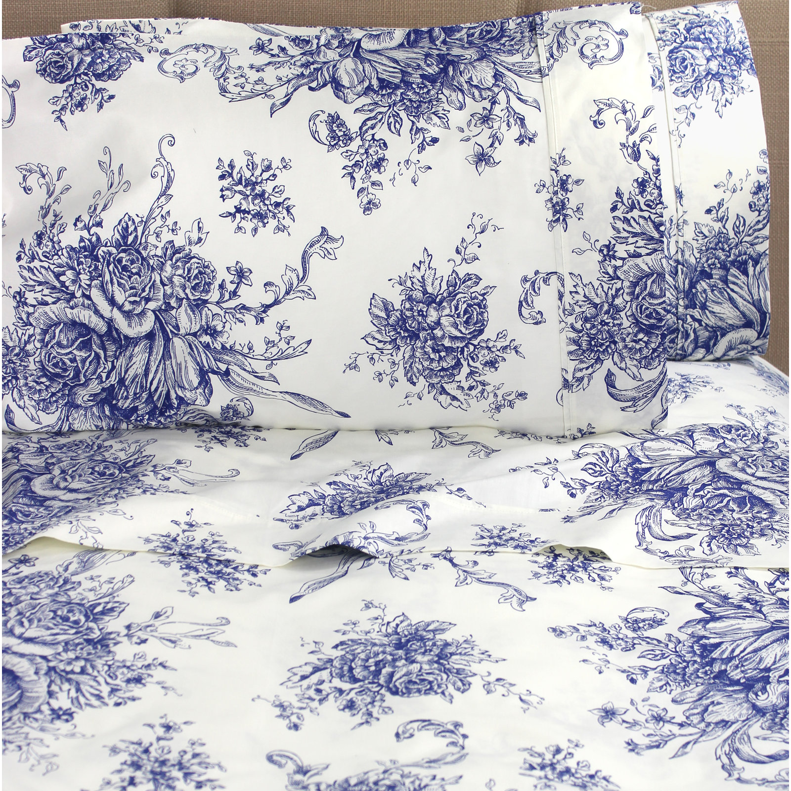 Benedictine Cotton Sheet Set, King, Navy