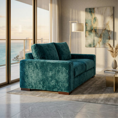 Canapé à 2 bras Modena - fabriqué aux États-Unis, livraison en 5 jours, options de tissus sur mesure, canapé en gros à 2 bras classique - velours paon antique - bleu paon
