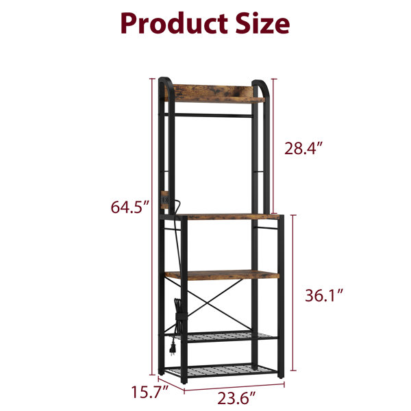 Gillianna 39.3'' Steel Standard Baker's Rack with Microwave Compatibility 17 Stories