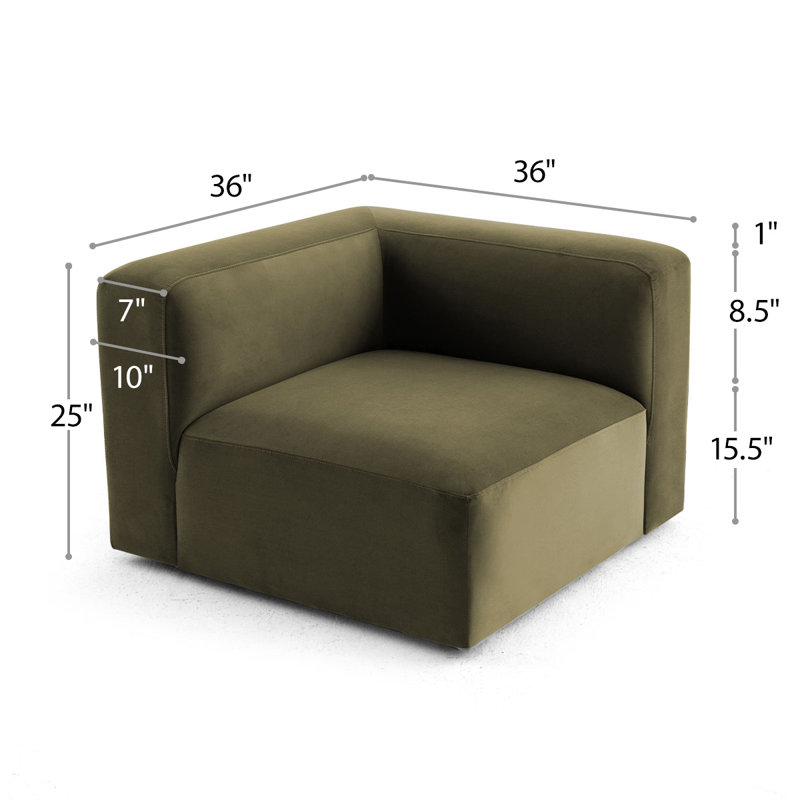 Fauteuil d'angle simple pour canapé modulaire convertible, Vert olive