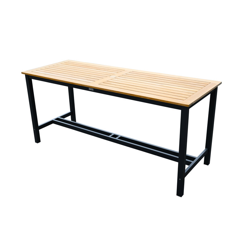Narrow Counter Height 82" Teak and Aluminum Table, Black