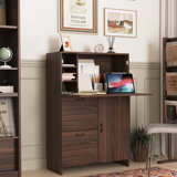 Desk Cabinet, with Storage Drawer & Shelves, Fold-up Desktop, Ideal for Home, Office, Dormitory