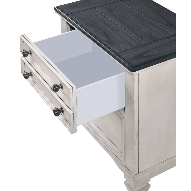Table de chevet à deux tons pour la chambre à coucher: deux tiroirs de rangement, solide et une chambre à coucher avec couleur: Structure