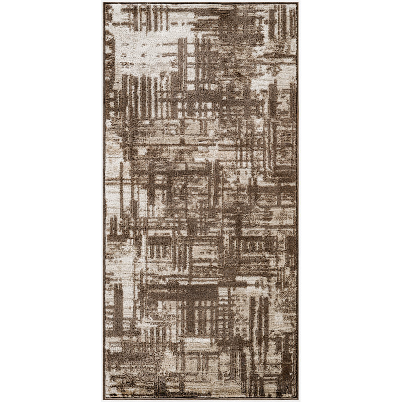 Tapis d'intérieur moderne brun 2 pi x 4 pi Leuchte, Tapis de couloir 2 pi x 4 pi
