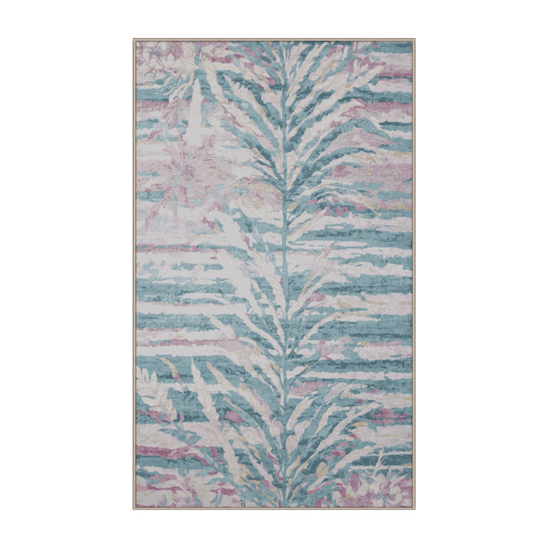 Machine Washable Beige Area Rug, Rectangle 6' x 9'