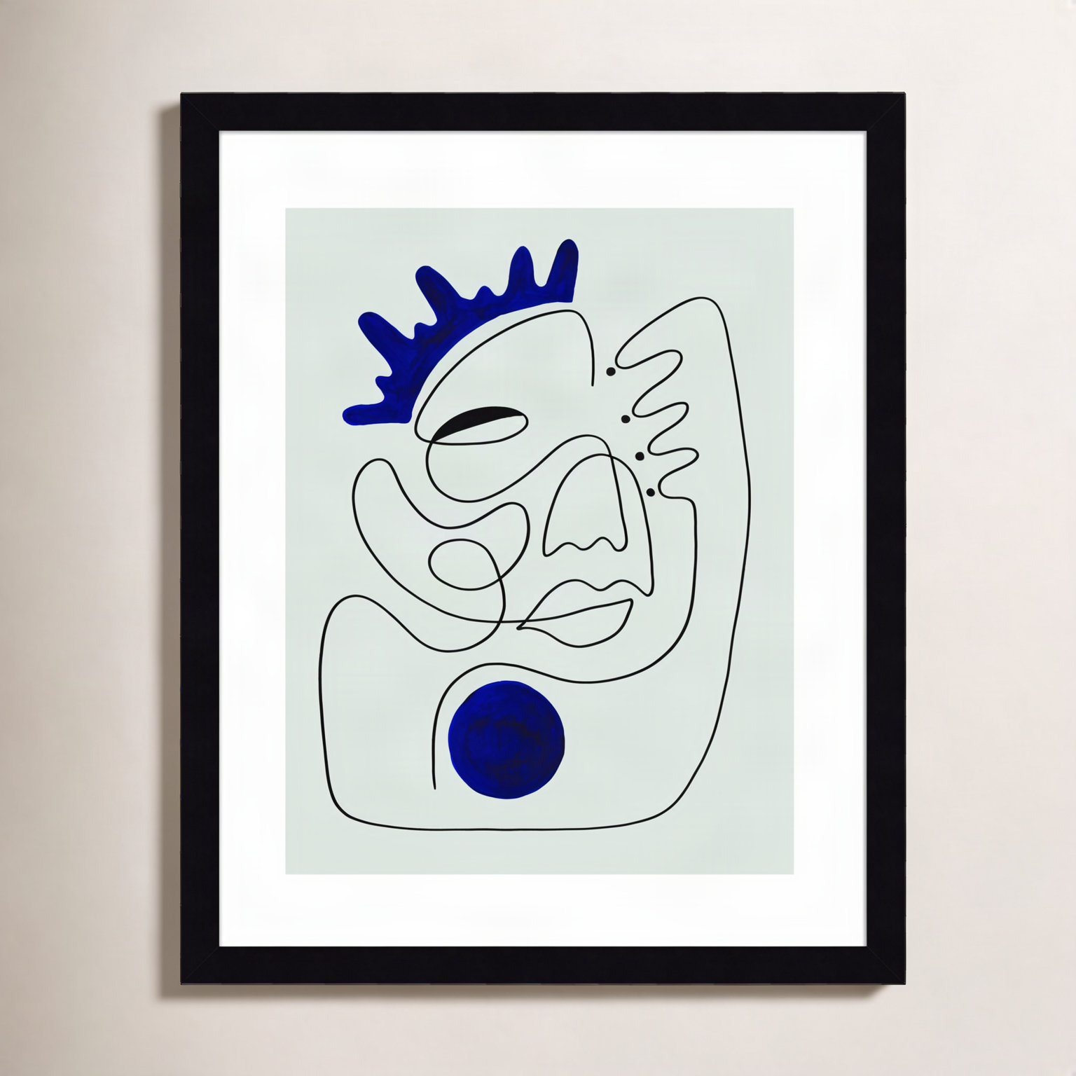 El Rey Print by Shatha Al Dafai, 21.38" H x 17.38" W x 0.875" D, Noir Black Framed