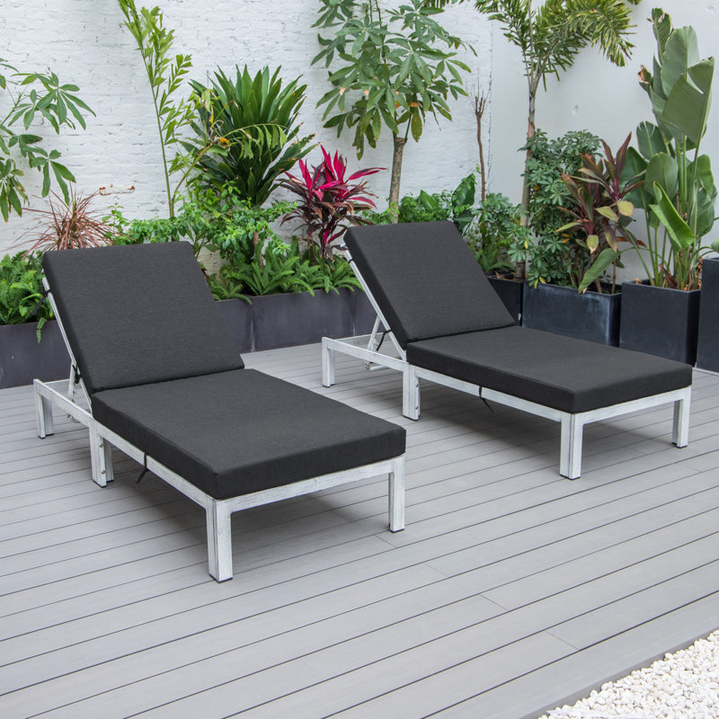 Chaise longue simple avec coussins Chelsea, Noir