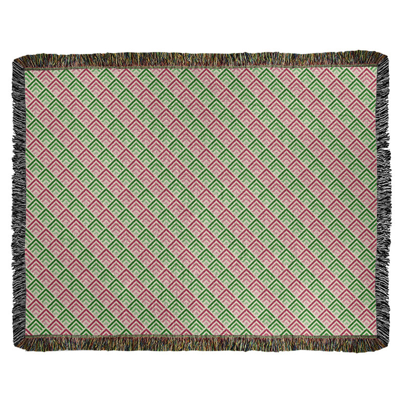 Couverture en coton tissé Katelyn Elizabeth, L 37 po x L 52 po, Vert / rose