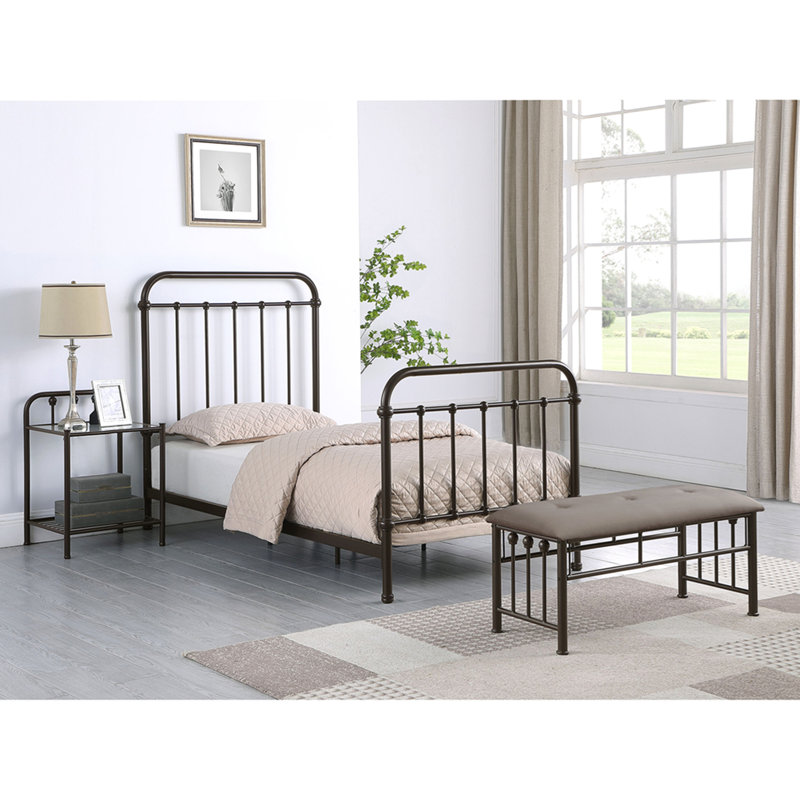Dark Bronze Metal Spindle Twin Panel Bed