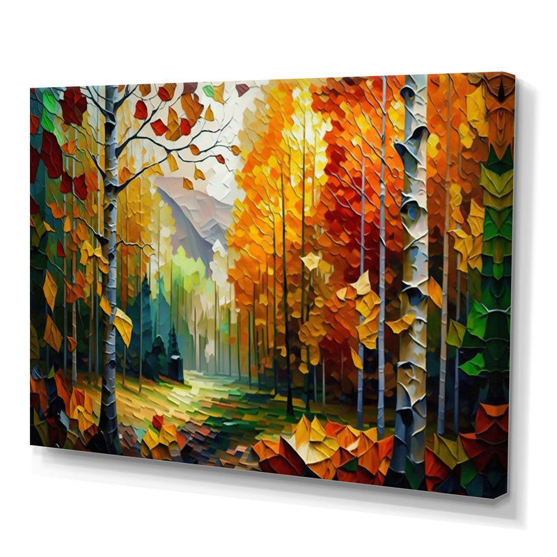 Chemin dans la forêt III - forêt, art mural, H 12 po x l 20 po x P 1 po, Toile tendue