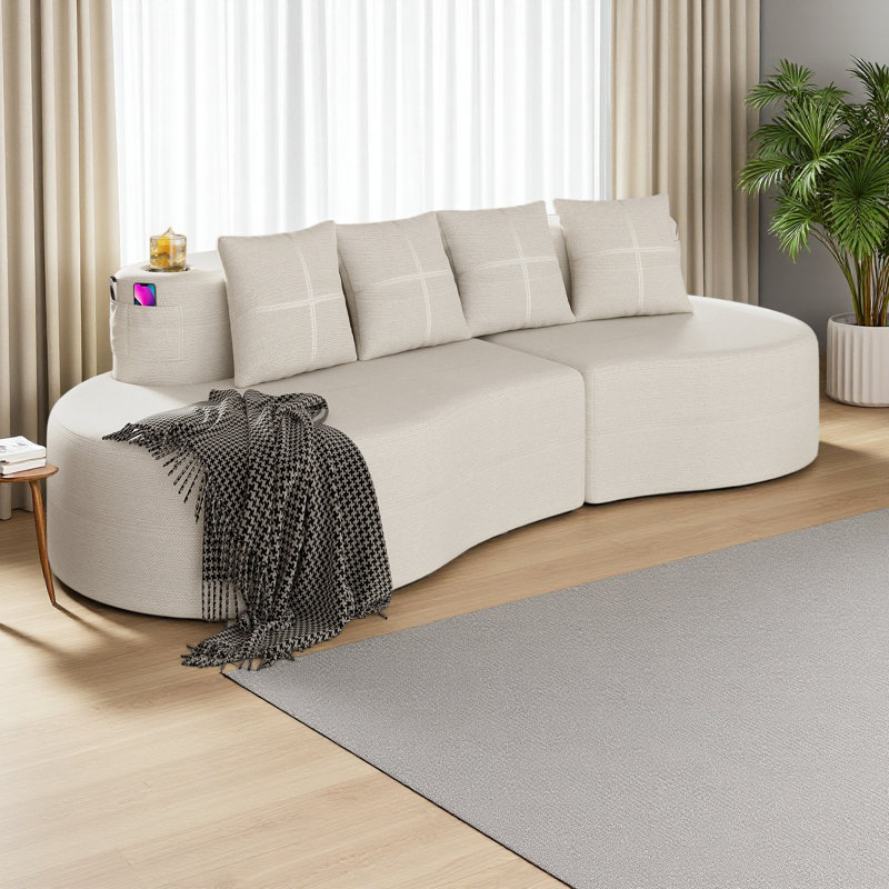 Canapé modulaire courbé moderne modulaire 3 places, Beige