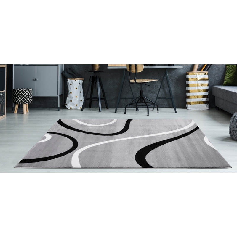 Joey Abstract Indoor Rug, Rectangle 3'11"x 5'3"