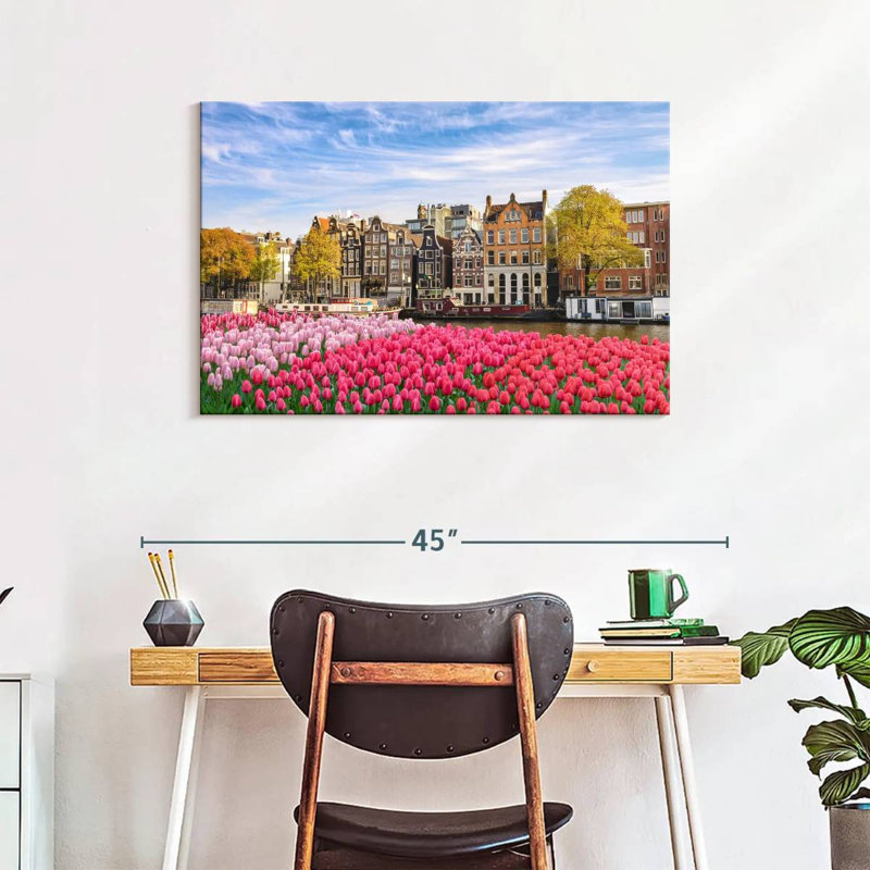 Tulipes du canal Sirci à Amsterdam, H 24 po x l 36 po