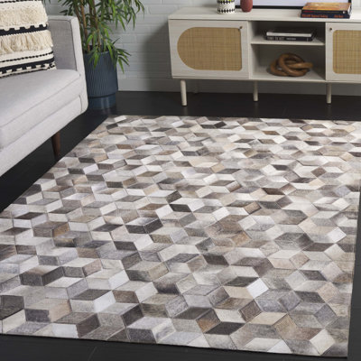 Yalaina Hand Woven Leather Geometric Rug