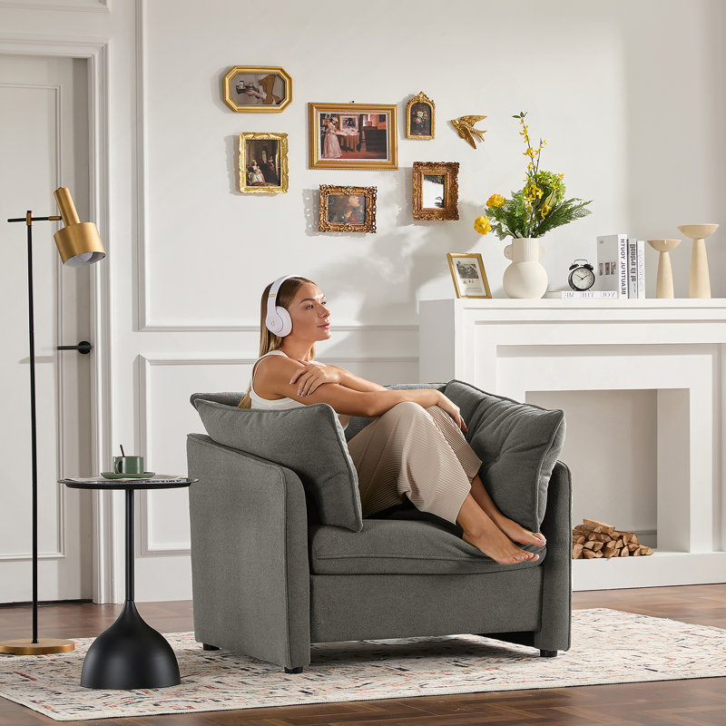 Fauteuil surdimensionné confortable avec revêtement en chenille douce pour la détente