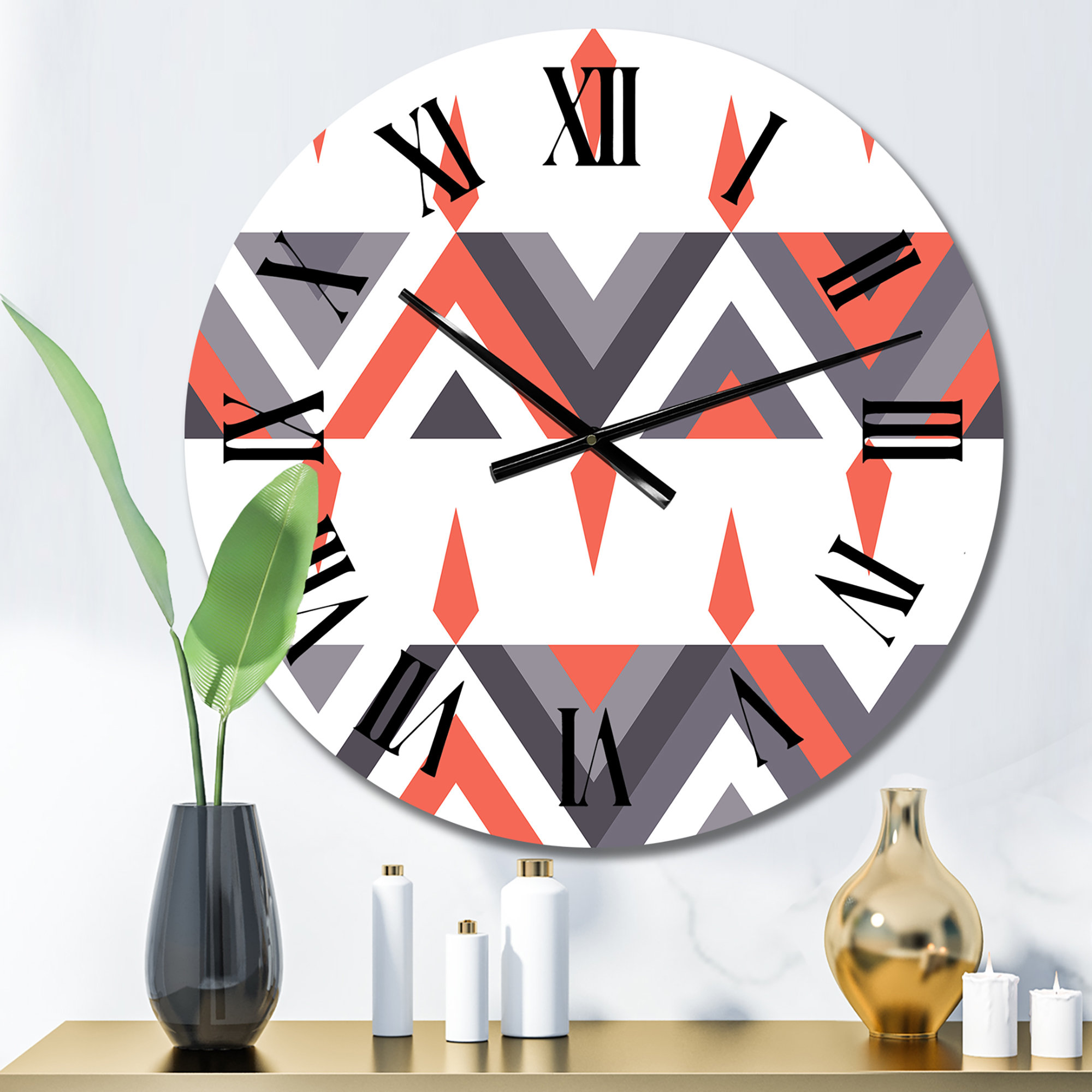 East Urban Home Ethnic Zigzag in White Gray and Red II - Patterned Wall ...