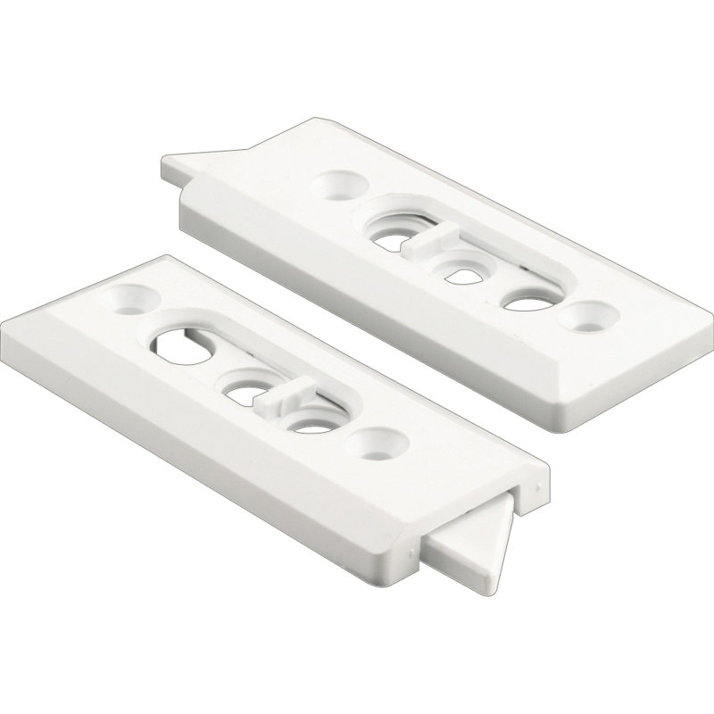 Prime-Line Tilt Latch Pair, White Plastic Construction, Spring-Loaded, 2-1/8 in. Hole Centers (1 Pair)