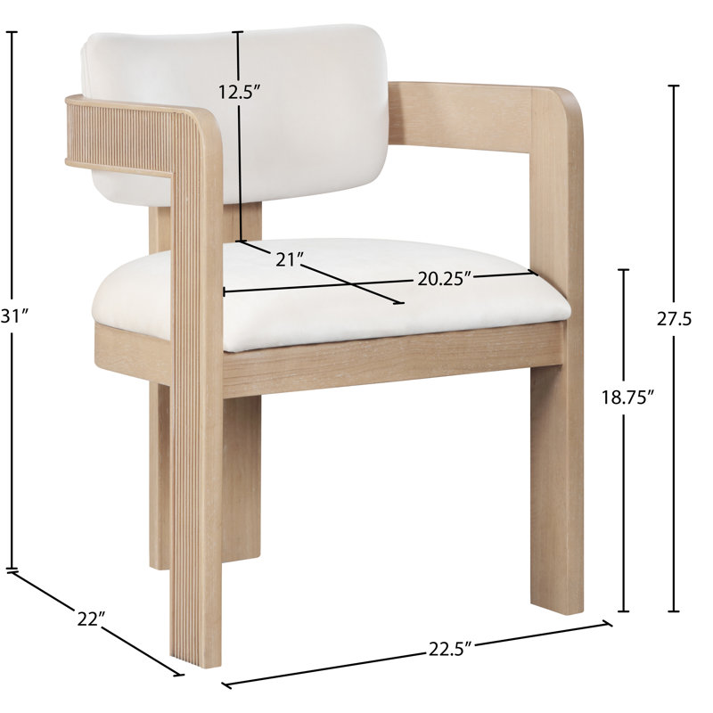 Chaise rembourrée Sacha Frink, Velours crème, Naturel