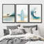 «Coastal Beach Sun Sand Surf», planche de surf bleu clair et océan encadré nautique, impression sur toile 3 pièces-91874942-91874941