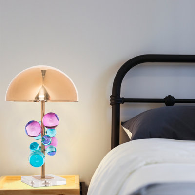 Lapointe 1-Light Gold Table Lamp With A Shade And Crystal Accents