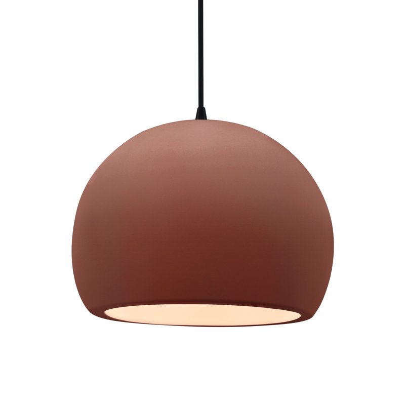 Luminaire suspendu à 1 lumière Aschwin, Argile Canyon, H 9,25 po x l 12,25 po x P 12,25 po, Noir mat