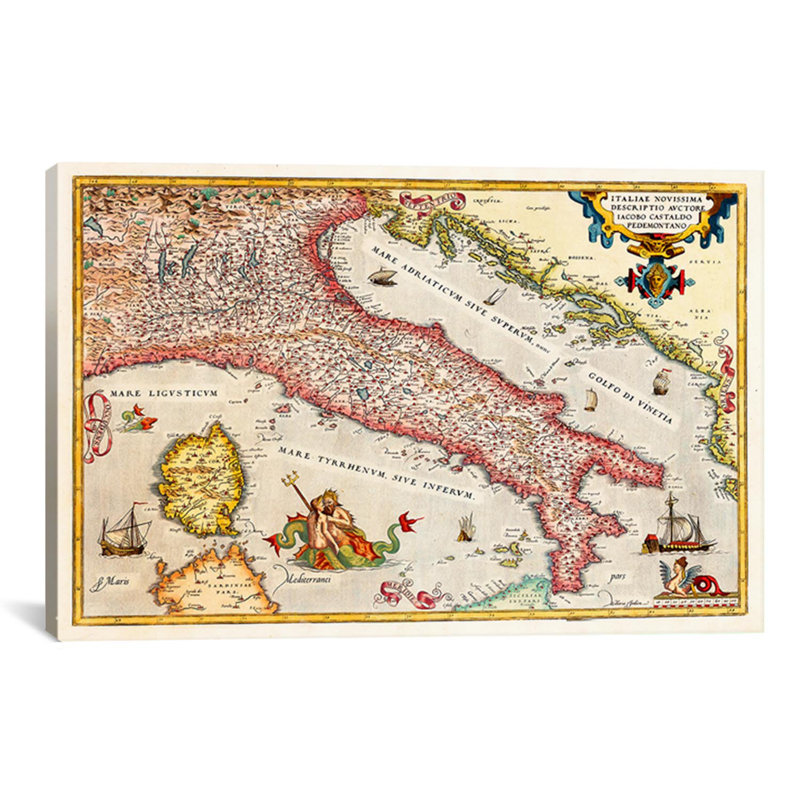 Cartes antiques d'Italie, impression sur toile, H 8 po x l 12 po
