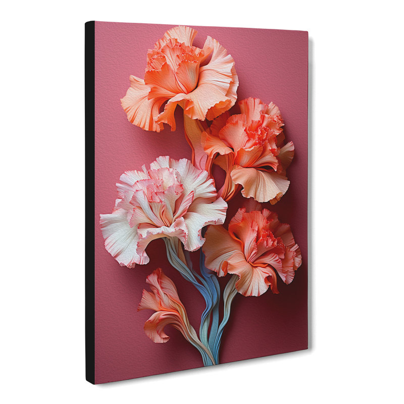 Carnation Flower Nouveau - Wrapped Canvas, 60cm H x 40cm W x 3cm D