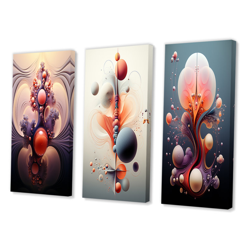 Metamorphosis Abstract Geometric Multiverse III - Abstract Shapes Art Set Of 3 Pieces, Toile tendue, H 32 po x l 48 po