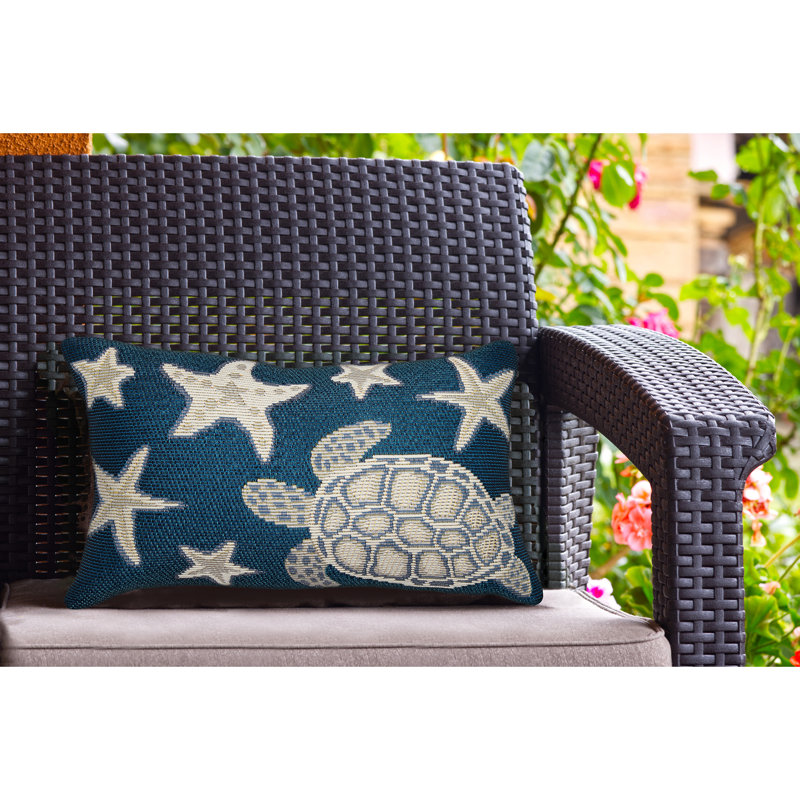 Outdoor Throw Pillow, Navy/Gray